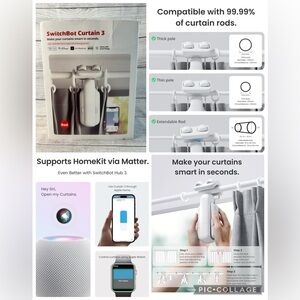 SwitchBot 2025 Automatic Curtain Opener 3 Rod-Bluetooth Remote Control